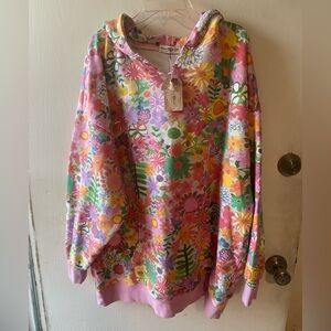 NATURAL LIFE NWT Floral Print Oversized Hoodie S/M